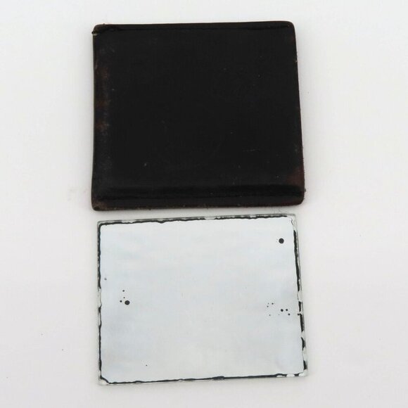 Vintage Jack Daniels Leather Sleeve Pocket Glass Mirror Travel Accessory Retro - Picture 3 of 7